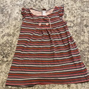 Tea Girls Striped Kids Dress - Pink Grey and Red